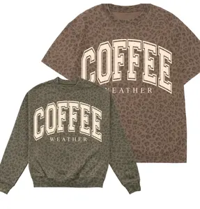 Coffee Weather leopard boxy oversized puff print tshirt or sweatshirt