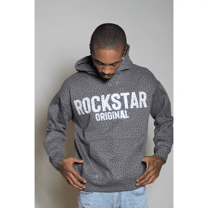 Crystiq Charcoal/White Rhinestone Oversized Hoodie Crystiq Charcoal/White Rhinestone Oversized Hoodie
