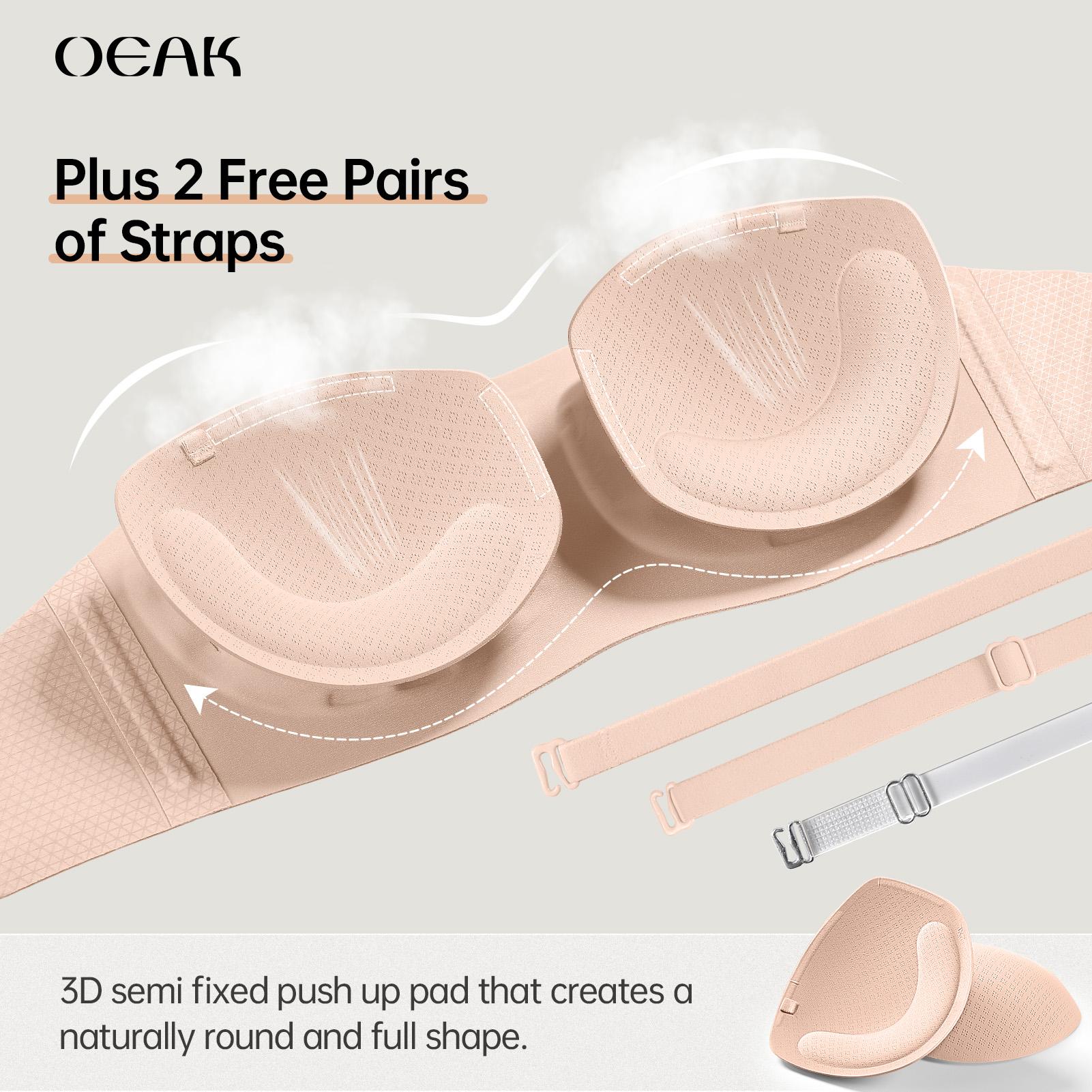 OEAK ｜ Strapless Jelly Bandeau, Push Up, Padded Bras, Non-Slip & Seamless Comfortable summervibes