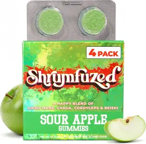 Shrumfuzed Mushroom Gummies | Nootropic Mushroom Supplement with Lion's Mane, Reishi, Cordyceps & Chaga | 4 Count, Sour Apple