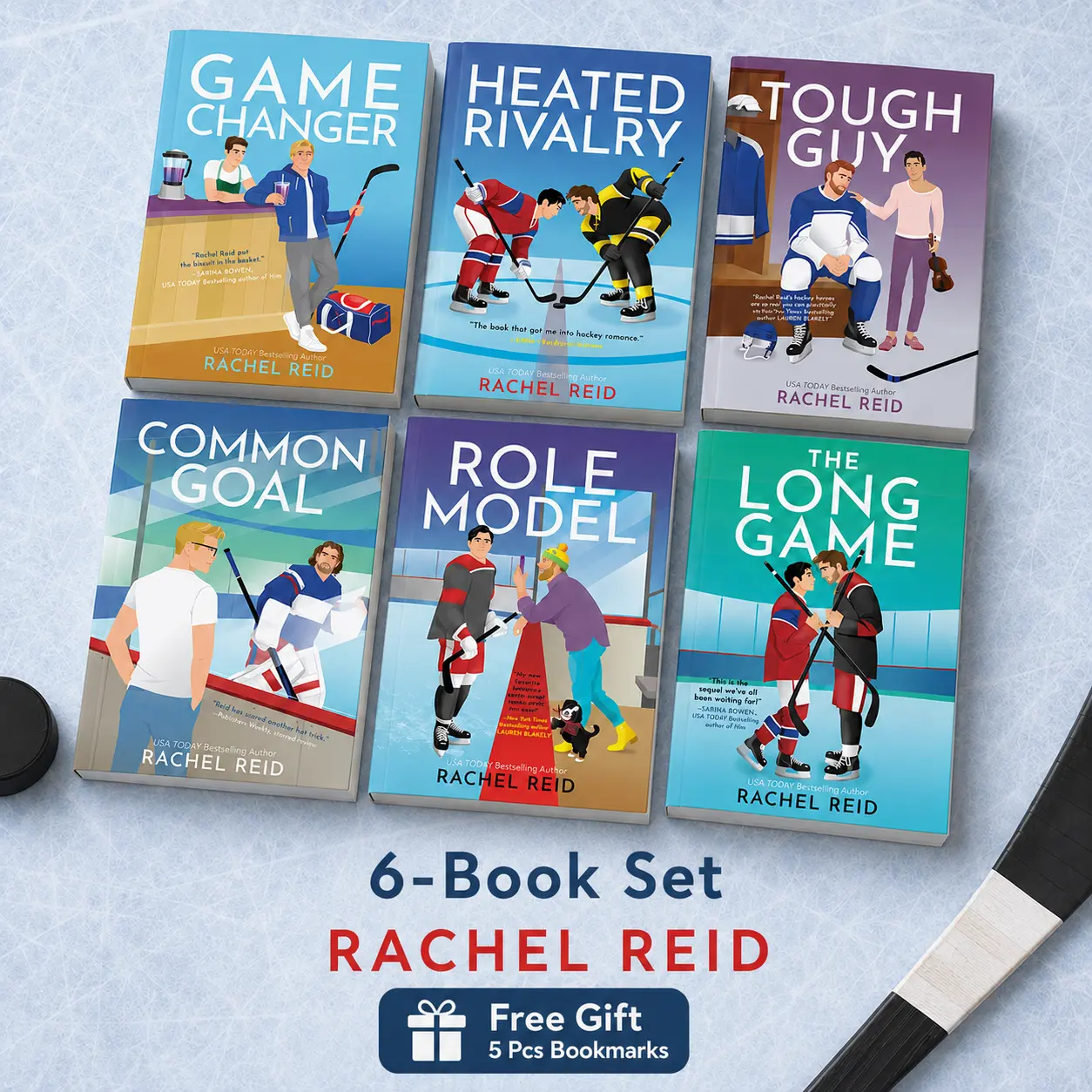 Game Changers Series By Rachel Reid, 6 Book Set Includes Game Changer, Heated Rivalry, Tough Guy, Common Goal, Role Model, Long Game, Paperback LGBTQ+ Hockey Romance Collection