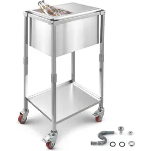 VEVOR Commercial Ice Bin, Underbar Ice Bin, Stainless Steel Ice Chest with Sliding Lid, Bottle Holders, Adjustable Bullet Feet, Cooler Cart Cocktail Unit for Bar Restaurant PubVEVOR Super Brand Day