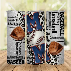 1pc, Baseball MOM Tumbler With Lid And Straw, 20oz Stainless Steel Straight Water Bottle, Insulated Water Cups, Summer Winter Drinkware, Outdoor Travel Accessories, Valentine's Day Gifts
