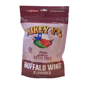 Mikey V's Buffalo Wing Gator Toes Fried Garlic Snack Crunchy Crispy Texas Proud Veteran Owned Flavorful Snack