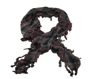 Brown Plaid Triangular Reversible Neck / Face Scarf Tartan 76 Inches Long