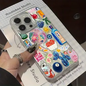 Retro Collage Feather Cloth Phone Case for iPhone 17/16/15/14/13/12/11 Pro Max/Pro/Plus/Air - TPU & PET, Scratch-Resistant, Shockproof, Slim Fit Protection Casing Protective Cover