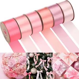 200 Yards Pink Assorted Satin Ribbon 1 1/2 Inch x 6 Rolls Bouquet Accessories Ribbon Eternal Rose Supplies for Flower Bouquet Christmas  Wrapping Bows Decorations DIY Crafts Birthday Party