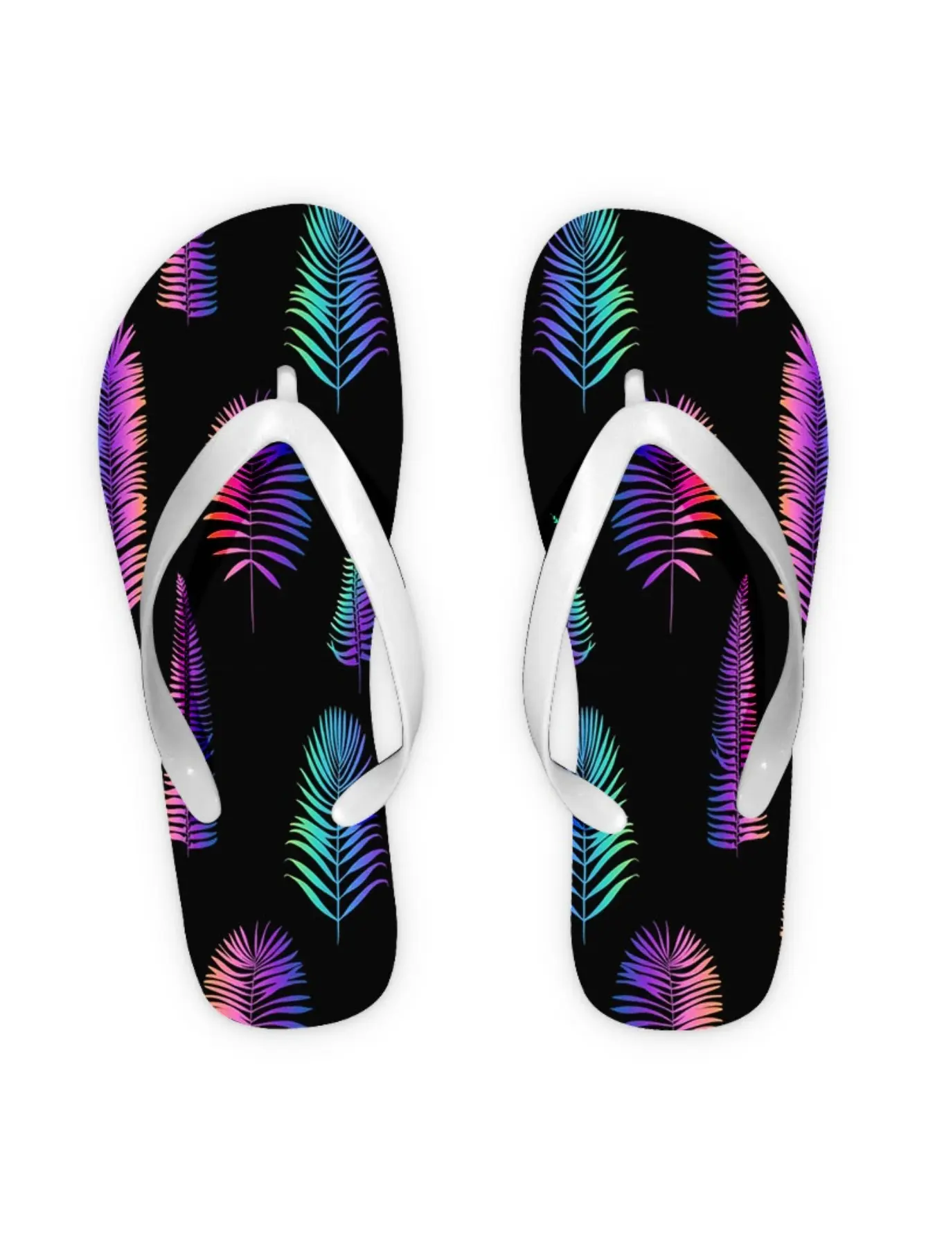 2026 Summer New Women'S Flip Flops, Holographic Palm Leaves Pattern, Open Toe, Flat Heel, Multiple Colors & Sizes Available, Stylish for Mother'S Day, Easter, Holiday Gifting, All - Season Fashion Sandals, Women Shoes