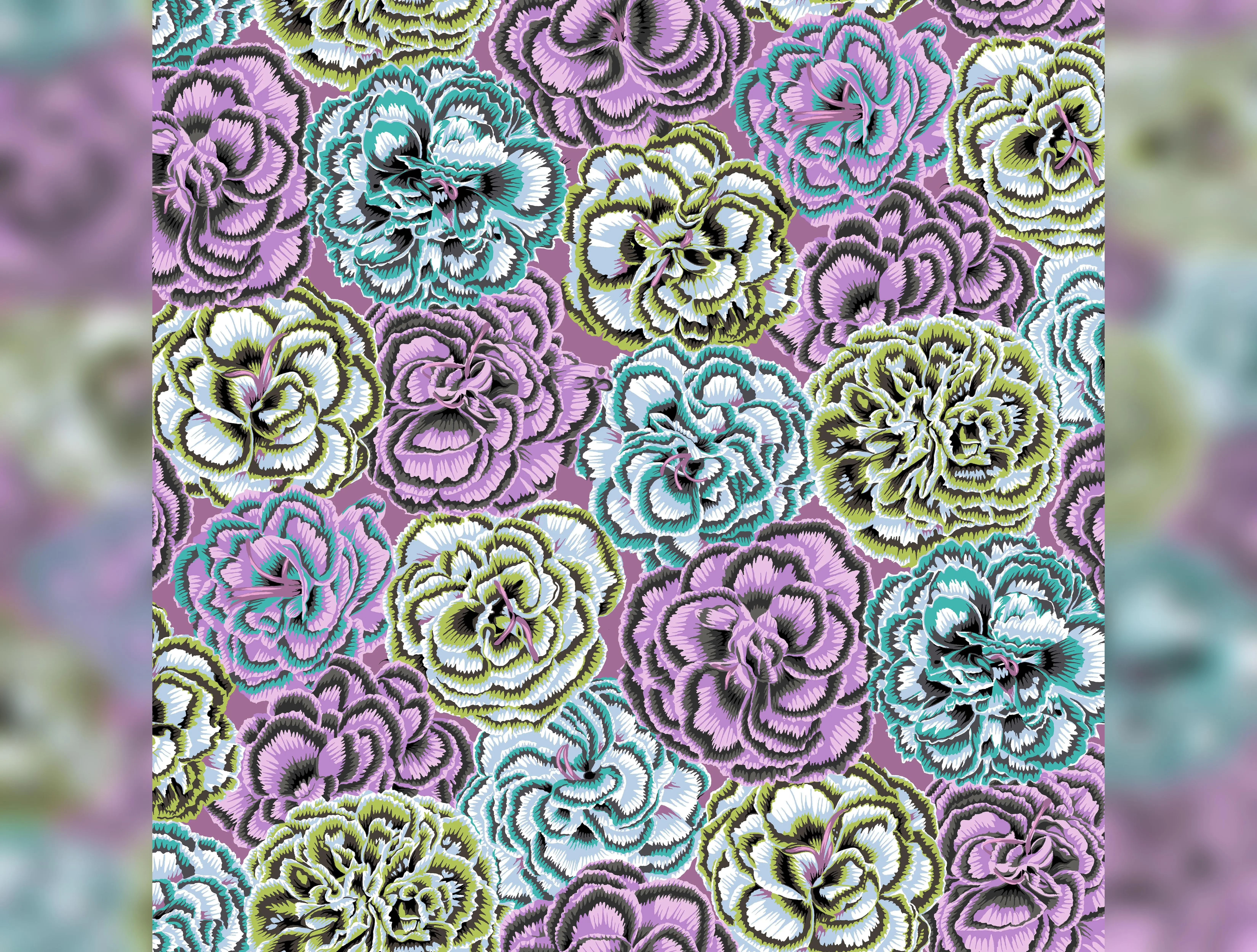 August 2025 | Picotee Carnations - Contrast by Kaffe Fassett Collective for FreeSpirit | PWPJ133.CONTRAST