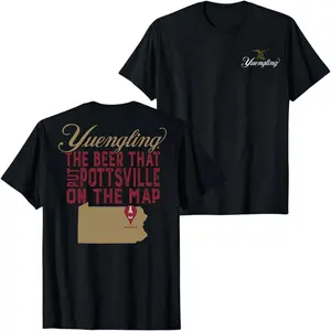 Yuengling Pottsville Pennsylvania Beer Graphic T-Shirt Vintage Brewery Logo Tee, The Beer That Put Pottsville On The Map Back Print Shirt for Men Women, Unisex Streetwear Summer Top
