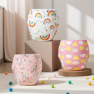 Cute Training Pants, Reusable and Washable Leakproof Potty Training Diapers, All Seasons, Ideal Gift, 3pcs Set