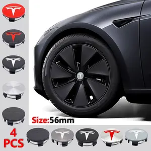 Tesla Car Wheel Hubcap Emblem Decal Sticker, Personalized Car Wheel Decoration Accessory, Creative Customization Part, Dust Cover