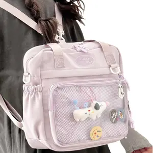 RIVERICH 3-in-1 Water-Resistant Nylon Messenger Ita Bag - Convertible Backpack/Shoulder Bag/Carry Handle for Anime & Convention Fans, Tactical-style Display Bag features a clear PVC window to showcase your enamel pins, K-pop photocards, and collectibles