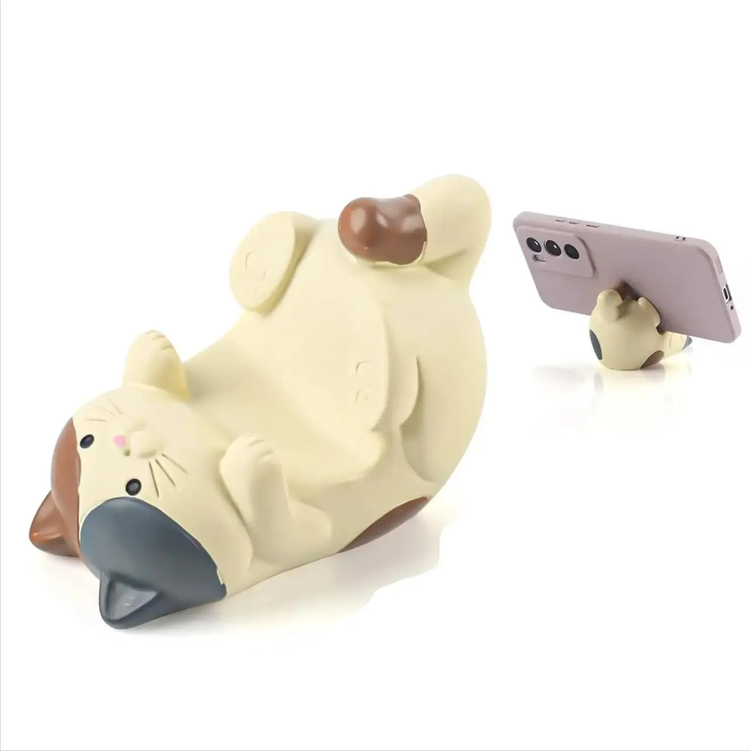 Cute Cat Phone Stand Resin Kawaii - Aesthetic Cat Cell Phone Holder Desk Decor, Resin Desktop Ornament for Office Home, Cat Lover Gift