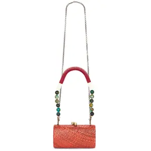 Serpui Liz Rounded Clutch in Orange