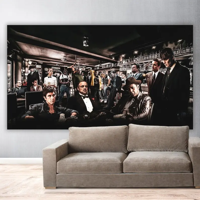 Unframed Style Waterproof Gangster Icons Boxing Poster - Luxury Artistic Print Wall Art, Funny Decor for Iconic Mobsters, Top Film Actors, Minimalist Room & Kitchen Love-Inspired Home Decor