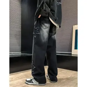 Mens Y2k Star Jeans High Waisted Hip Hop Streetwear Jeans Loose Baggy Embroidery Aesthetic Harajuku Denim Pants Menswear Casual skinny jeans