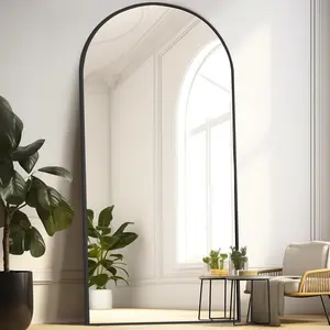 76"x34" Large Mirror Full Length, Arched Full Length Mirror with Stand, Extra Large Floor Mirror for Bedroom Living Room Cloakroom Gym, Hanging Standing or Leaning Full Body Mirror, Black