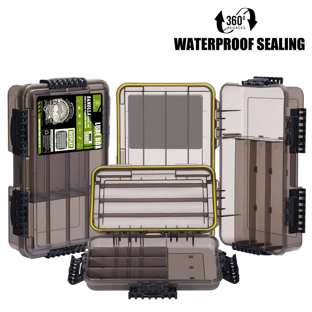 DeepJaw All-in-1 Lure Tackle Box with Latch - 360° Full Waterproof Compact Rectangular Plastic Storage, Functional Multi-Size Fishing Lures Accessories for No-Fuss Anglers, Secure Latch, All-In-1 Fishing Storage Solutions