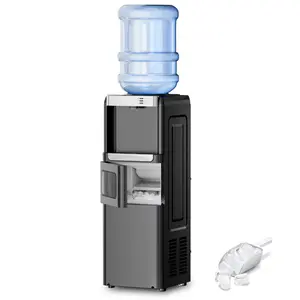 Electactic 3-in-1 Hot and Cold Water Cooler Dispenser with Built-in Ice Maker, for 3 to 5 Gallon Bottle Water Dispenser，with Child Safety Lock，Black