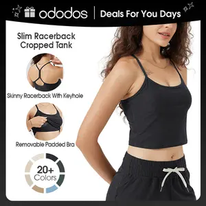 ODODOS Women's Slim Racerback Cropped Tank – odSTRATUM Tech Sports Bra, Ultra Soft UPF 50+ Cami Top with Built-in Bra Athletic Fashion Activewear Breathable Athletics summerwins