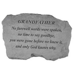 212 MAIN Cast Stone Memorial Wall Mount, "Grandfather-No Farewell Words Were Spoken" Memorial Gift, 16x10.5x1.5" Weatherproof Outdoor Decor