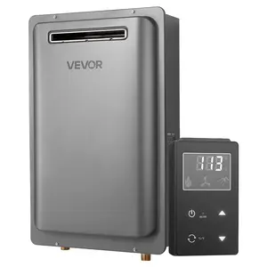 VEVOR Gas Tankless Water Heater,  8Gal Outdoor 191000 BTU Instant Hot Water Heater, Smart Temperature Control & 3/4 inch NPT Interface& Multiple Security Protections for Whole House, Silver Gray