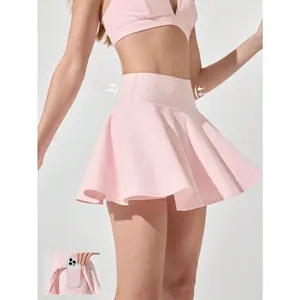 GLOWMODE 4.5'' Sweat-Wicking Quick-Dry Tummy Control Ultra High-Rise Waist Skirt With Side Pockets Non-Slip Grips Daily Casual Wear