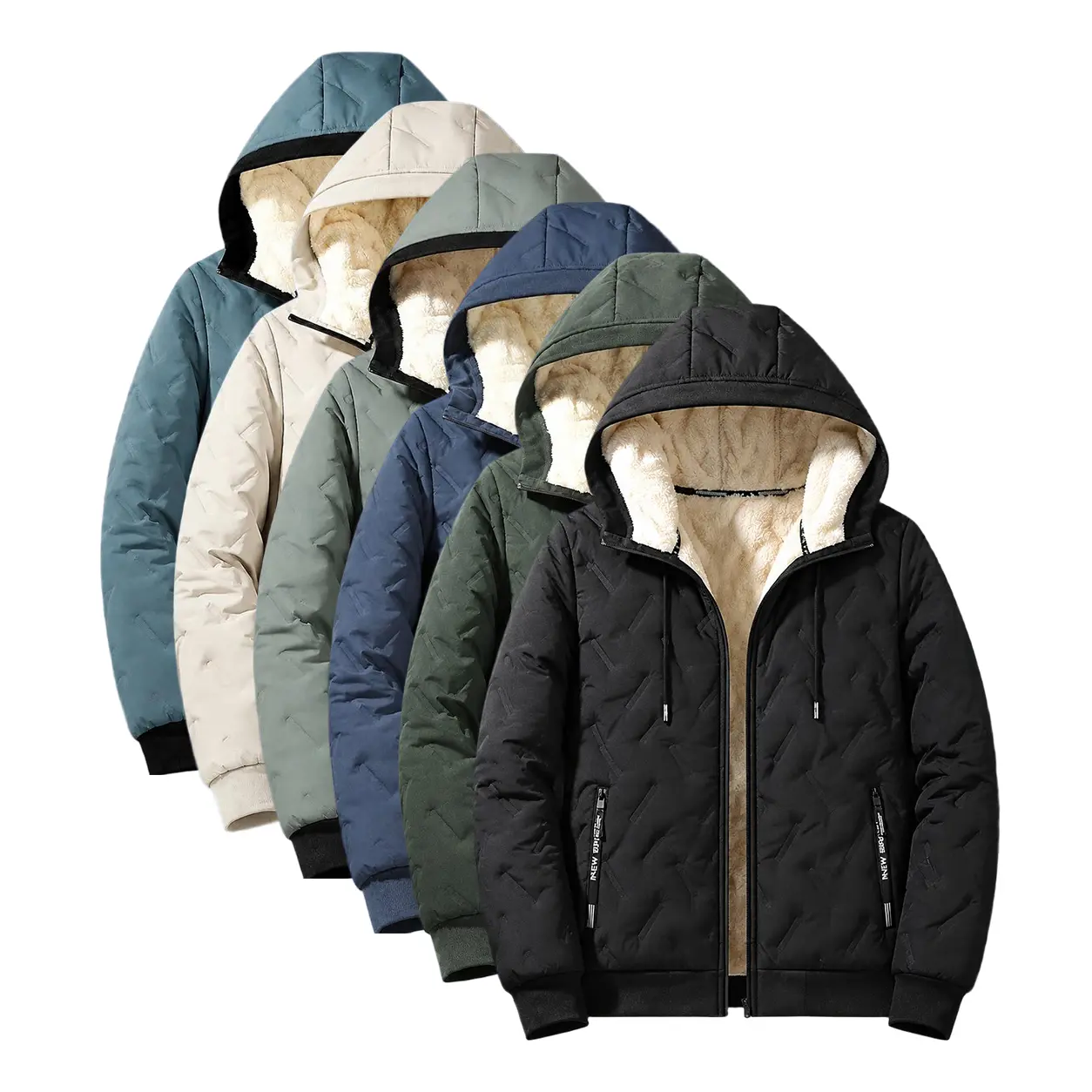 Men's Solid-Color Fleece-Lined Casual Jacket - Menswear Tops Coats for Autumn Winter, Comfortable, Non-Stretch, Warm Outerwear