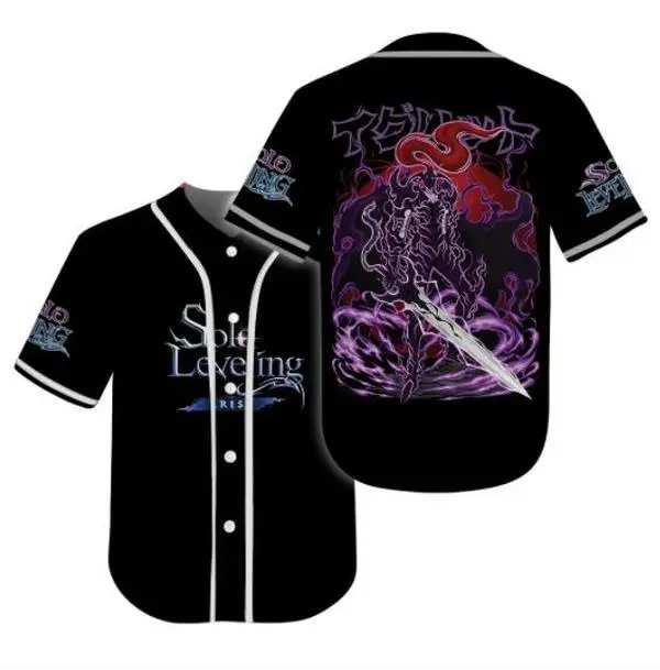 BaseMode Igris Dark Shadow Anime Baseball Jersey Unisex Short Sleeve Loose Fit High-Quality Polyester Machine Washable Premium All-Over Print