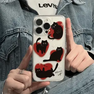 Adorable Design Featuring a Pattern of Small Black Cats, Perfect for Cases for Various for iphone Models Including 17 15 16 14 13 12 11 Pro, 15 Plus, And Others.