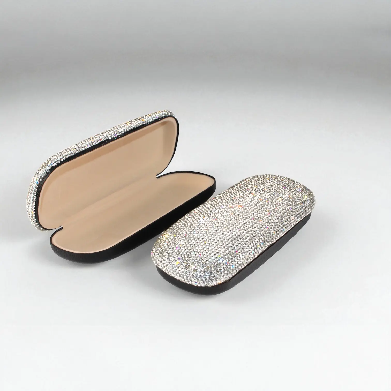 1 PACK Rhinestone Eyeglass Case, Shiny, Sparkly Hard Shell Eyeglass Holder with Glitter Crystals, Travel Sunglass Case for Women, Bling Protective Box for Eyewear & Accessories