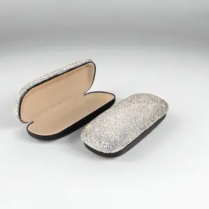 1 PACK Rhinestone Eyeglass Case, Shiny, Sparkly Hard Shell Eyeglass Holder with Glitter Crystals, Travel Sunglass Case for Women, Bling Protective Box for Eyewear & Accessories
