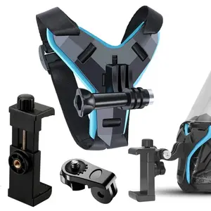 Motorcycle Helmet Chin Strap Mount Phone Clip Holder for GoPro Hero 11 10 9 Full Face Helmet Action Camera Mount	