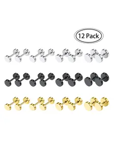12 Pairs Dot Stud Earrings for Men Faux Gauges Hypoallergenic Ear Tunnel Earring Surgical Steel Screw Flat Back Round Ear Studs for Women Earrings Men for Women Faux Gauges Ear Tunnel Stainless Steel Earrings 4mm 5mm 6mm 7mm