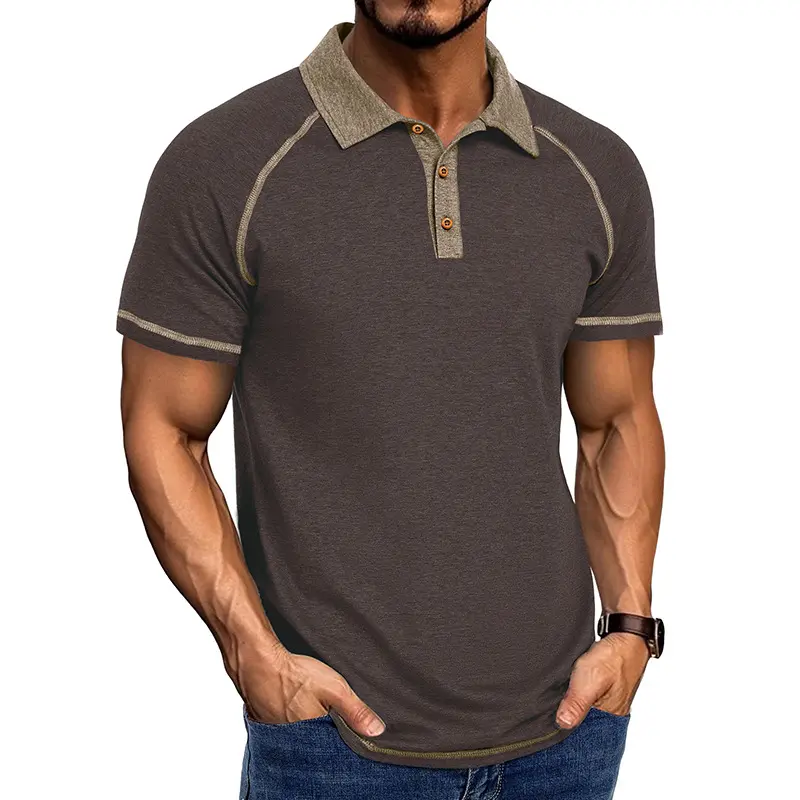 Zaitun Men’s Polo Shirts Summer Sport Golf Shirt Fashion Color Block Short Sleeve T-Shirt Office Button Formal Work Tee Top