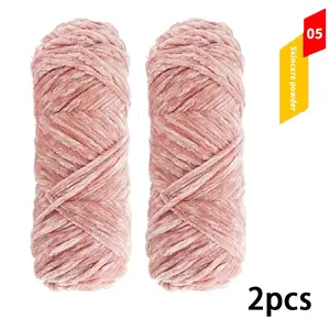 Chenille Velvet Thick Yarn Balls, DIY Knitting Materials for Hats Scarves Sweaters Dolls Crochet Shoes, 2pcs/200g
