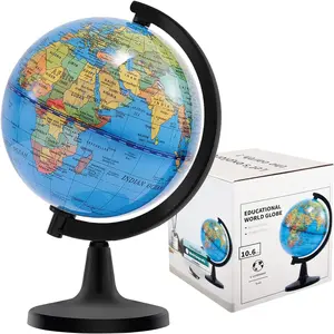 4'' Educational Rotating World Map Globe for Kids - Mini Size Desk and Office Decoration - World Globe for Classroom Geography Teaching