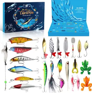 Fishing Lure Advent Calendar, 24 Unique Lures Blind Box - Surprise Gift Fishing Bait Christmas Advent Calendar 2025 Fishing Gift for Fishermen Adult Teen Boys Mystery Tackle Box Surprise