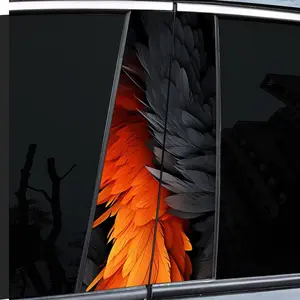 2Pcs car sticker orange and black two-color feather bicycle decorative sticker body handlebar beam sticker waterproof Car Decals