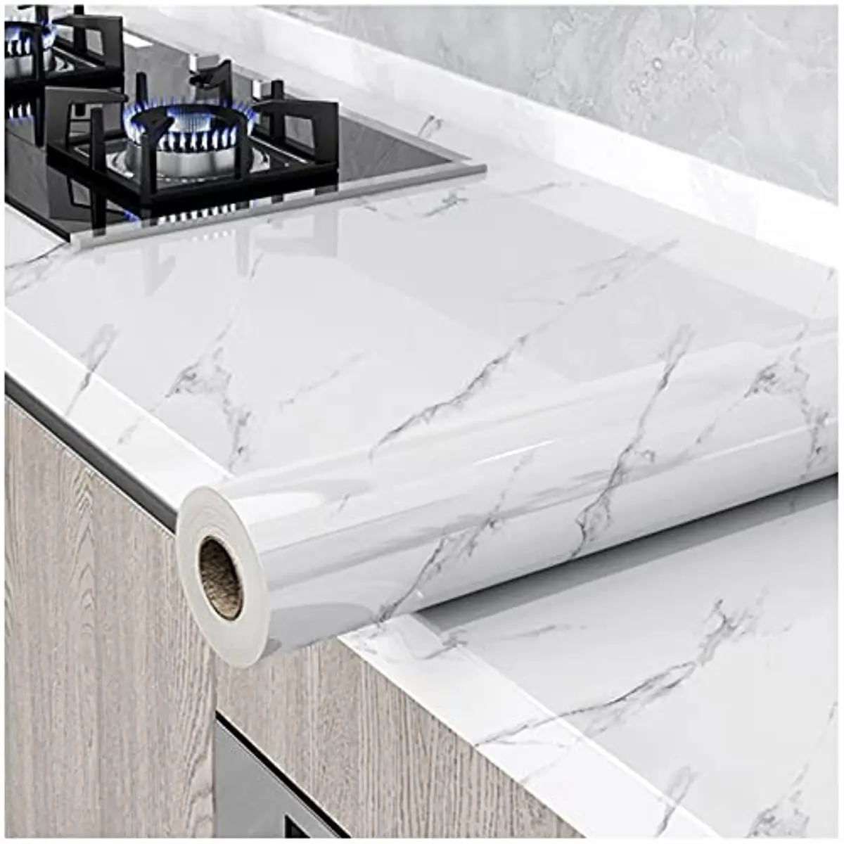 Marble Wallpaper Peel and Stick Waterproof Self Adhesive Contact Paper Kitchen Backsplash Countertop Cabinet Bedroom Oil Proof Heat Resistant PET Film