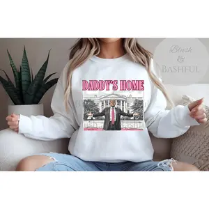 Daddys Home Pink Trump Whitehouse Sweatshirt, Trump2024 sweatshirt, MAGA sweatshirt