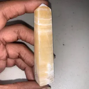 Natural Orange Calcite Crystal Mini Tower Obelisk