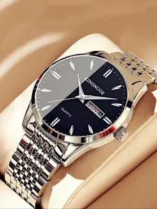 Men's Business Fashion Round Dial Analog, Fashion Watch for Party, Daily Clothing Decor, Trendy All-match & Exquisite Watch for Birthday Gift with Box, Business Fashion Watches