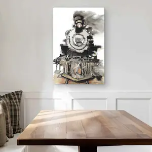 212 MAIN Vintage Train Beige Aluminium Metal Print Wall Artwork - 20x30in Lightweight Artistic Photo, Transportation-Themed Home Decor, Room Decoration Gift