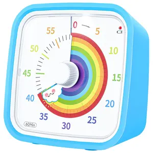 Visual Timer with Protective Case, Rainbow Disk 60 Minute Countdown Timer for Kids and Adults, Silent Time Management Tool
