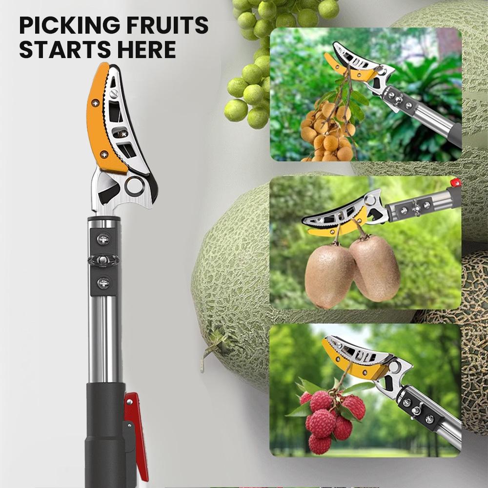 AIRAJ 1pc 39.37inch to 3m High Altitude Pruning Shears with Stainless Steel Telescopic Rods Fruit Cans Apples and Specialized Scissors
