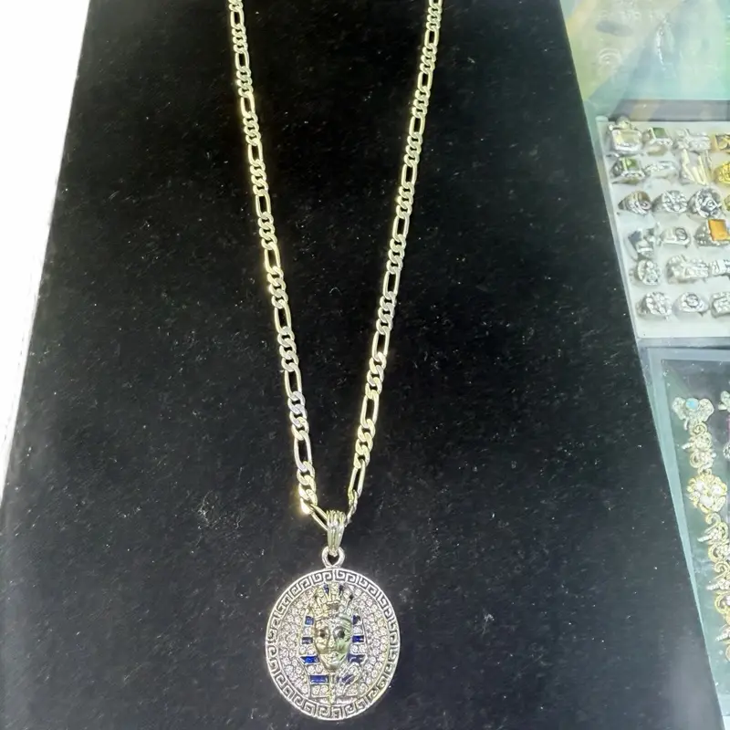 Pharaoh Silverton piece with 24 inch Figaro chain