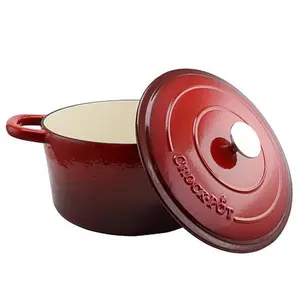 CrockPot Zesty Flavors 7 Quart Round Cast Iron Dutch Oven in Scarlet Red