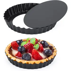 6 Inch Tart Pan, 2 count Small Tart Pie Pans with Removable Bottom Mini Non Stick Pie Tin Container Pan Loose Bottom Fluted Quiche Baking Pan for Fruit Tart Quiche Cakes